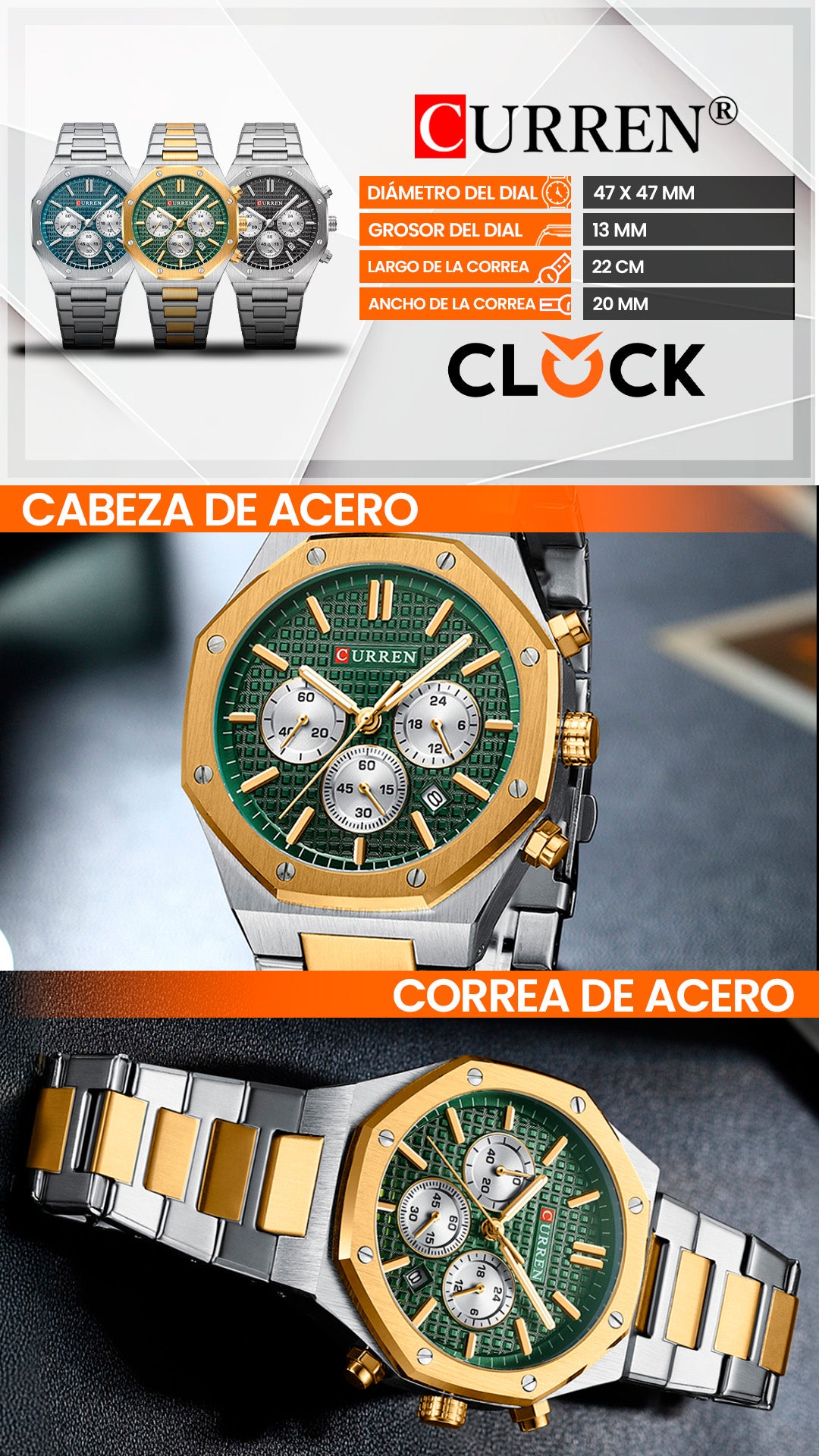 RELOJES CURREN ORIGINAL ELEGANTE PLATEADO | CUR-132 | CUR-133 | CUR-134