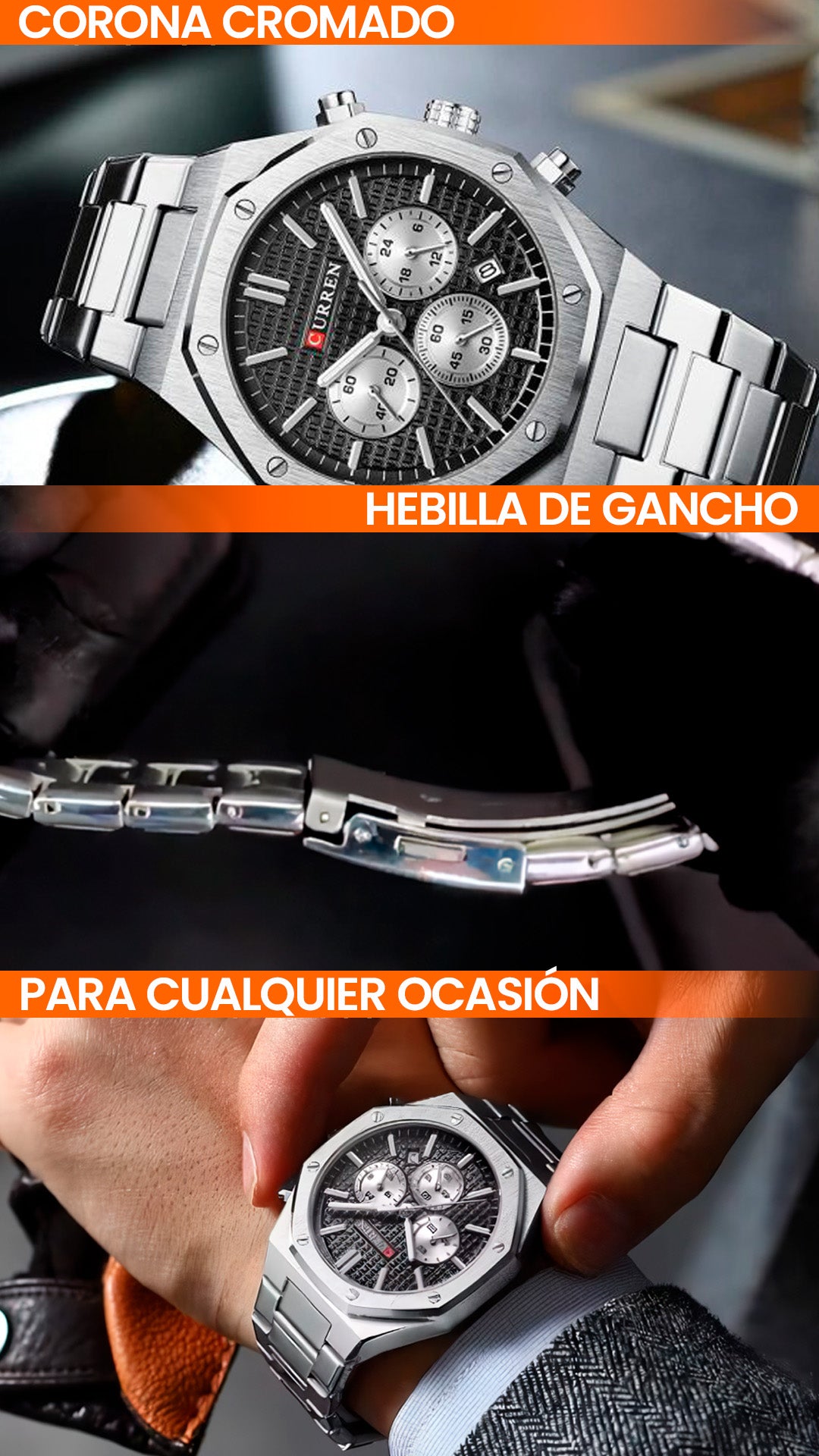 RELOJES CURREN ORIGINAL ELEGANTE PLATEADO | CUR-132 | CUR-133 | CUR-134