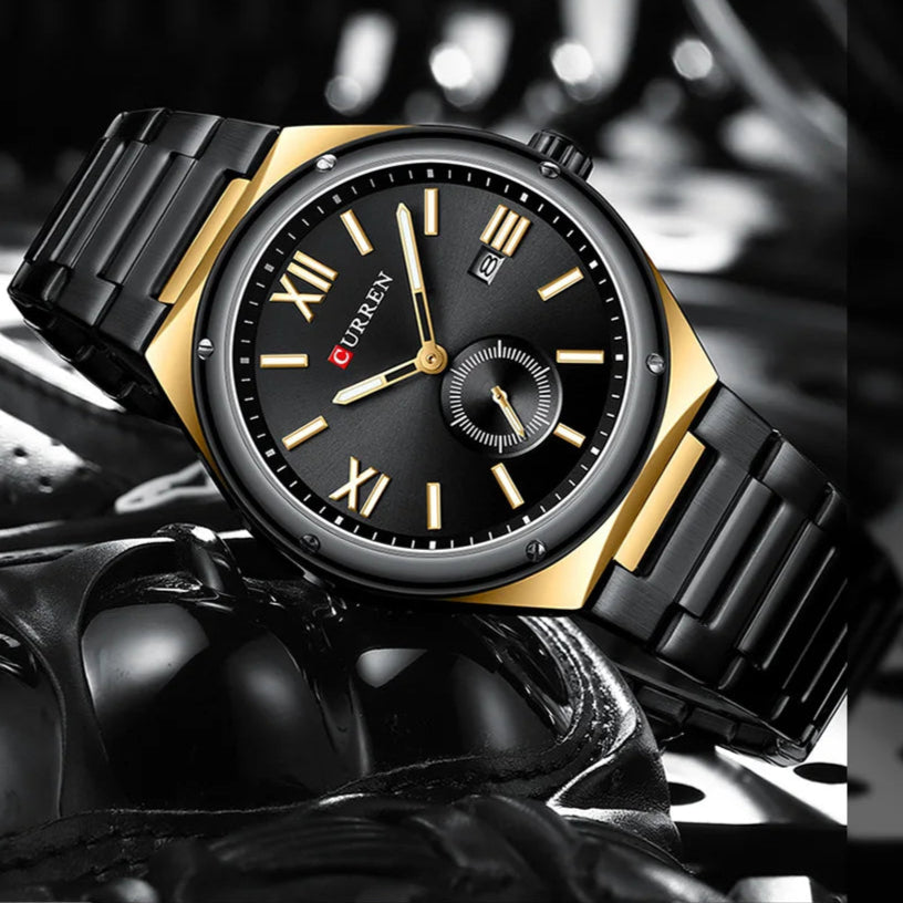 RELOJ CURREN ORIGINAL - CASUAL NEGRO, DORADO Y PLATEADO | SKU: CUR-135, CUR-136, CUR-137