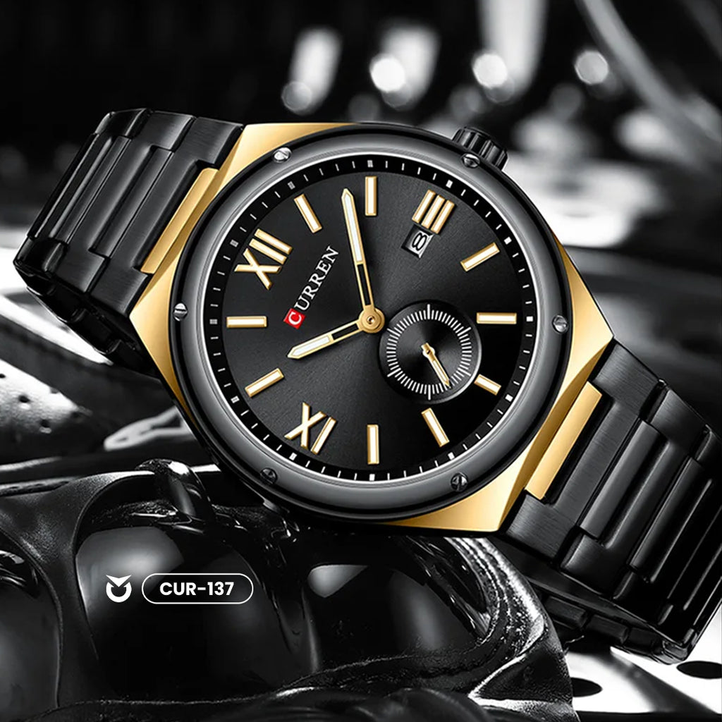 RELOJ CURREN ORIGINAL - CASUAL NEGRO, DORADO Y PLATEADO | SKU: CUR-135, CUR-136, CUR-137