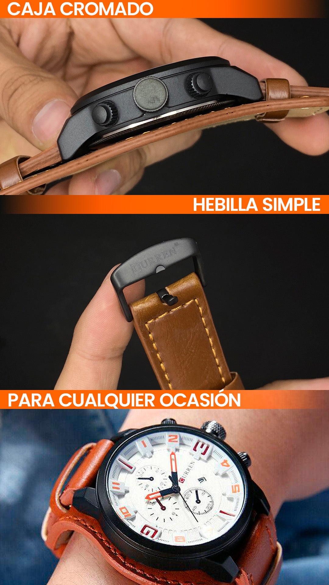 RELOJ CURREN ORIGINAL - CASUAL MARRON - NEGRO 8225 | CUR-13, CUR-14, CUR-15, CUR-16, CUR-17