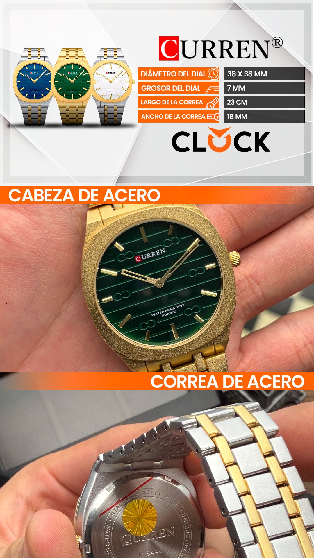RELOJ CURREN 8444 ORIGINAL CUARZO | CUR-164 CUR-165 CUR-166
