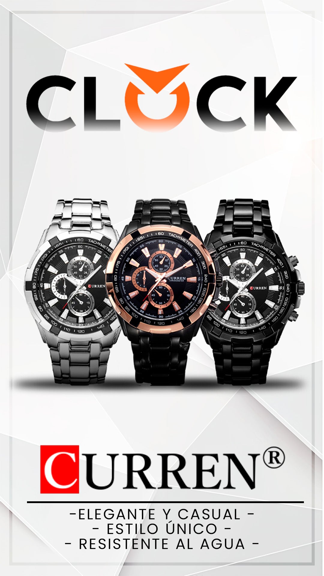 RELOJ CURREN ORIGINAL - ELEGANTE NEGRO - PLATEADO 8023 | CUR-23 | CUR-24 | CUR-111