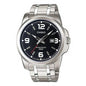 MTP-1314 | RELOJ CASIO ORIGINAL DE ACERO / CUERO NEGRO | CAS-253 , CAS-254