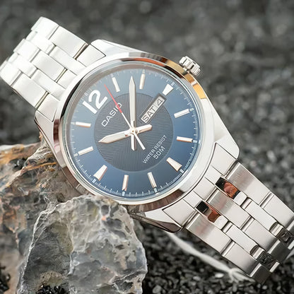 MTP-1335 | RELOJ CASIO ORIGINAL DE ACERO NEGRO | CAS-255, CAS-256