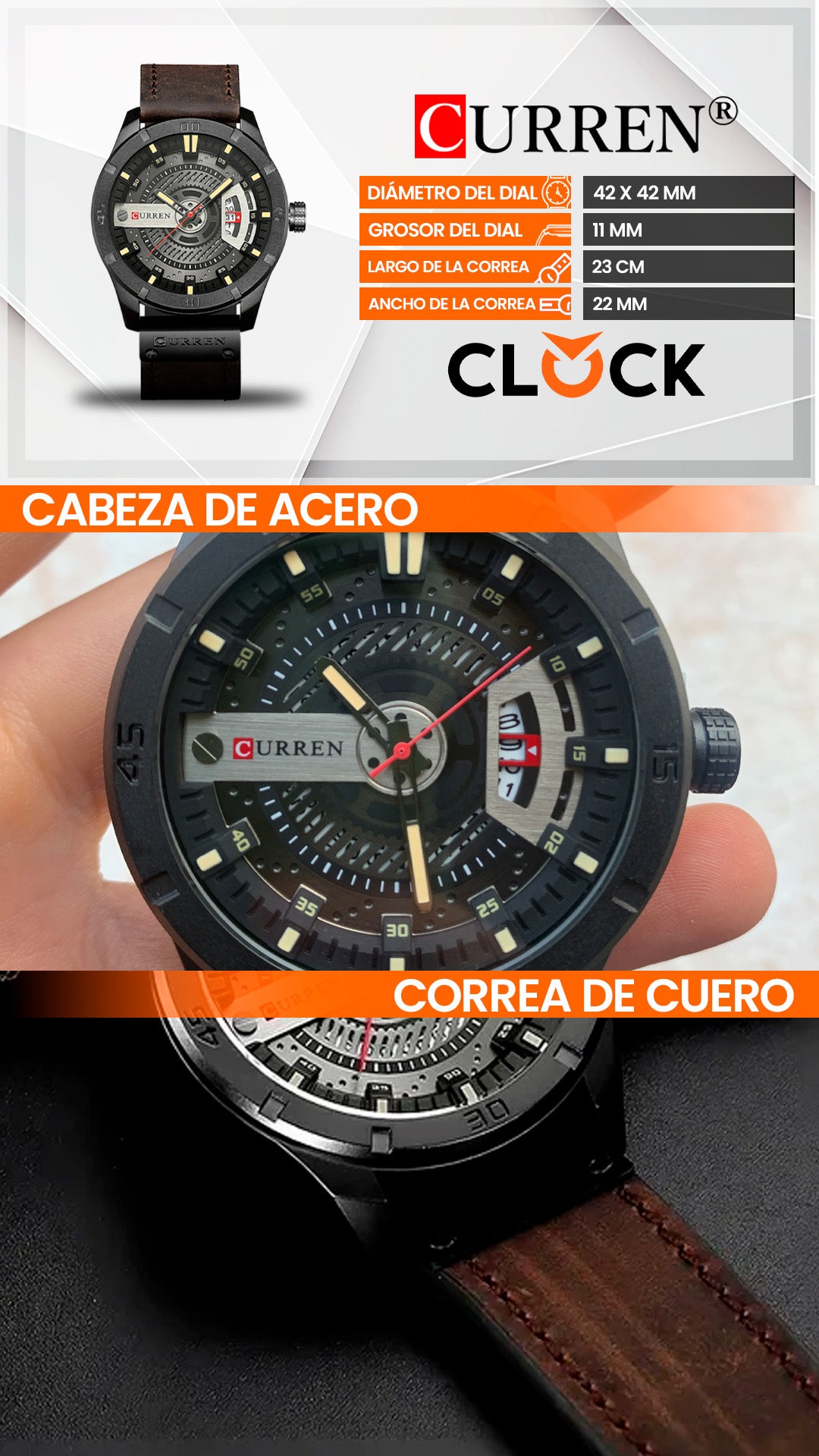 RELOJ CURREN ORIGINAL - CASUAL Y ELEGAMTE - MARRON TIERRA | CUR-26
