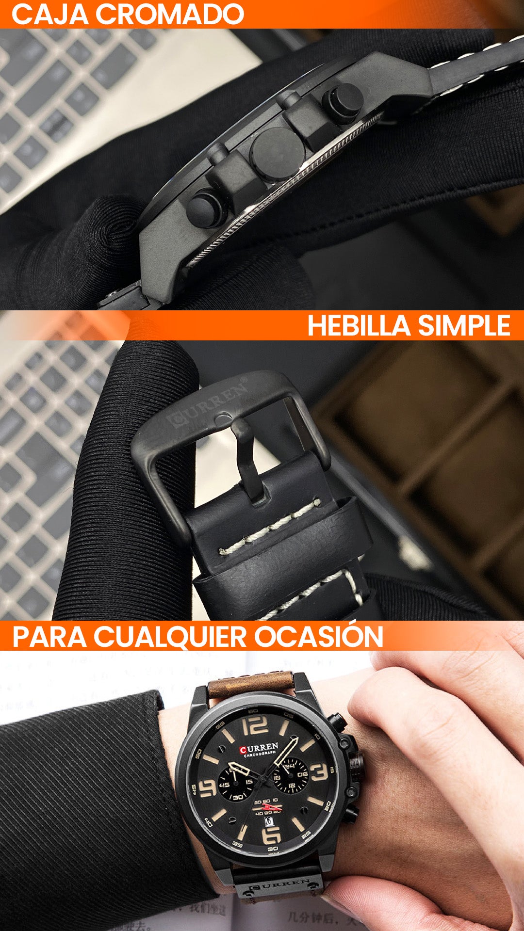 RELOJ CURREN ORIGINAL MARRÓN NARANJA NEGRO AZUL 8314 | CUR-27 - CUR-87 - CUR-110 - CUR-138