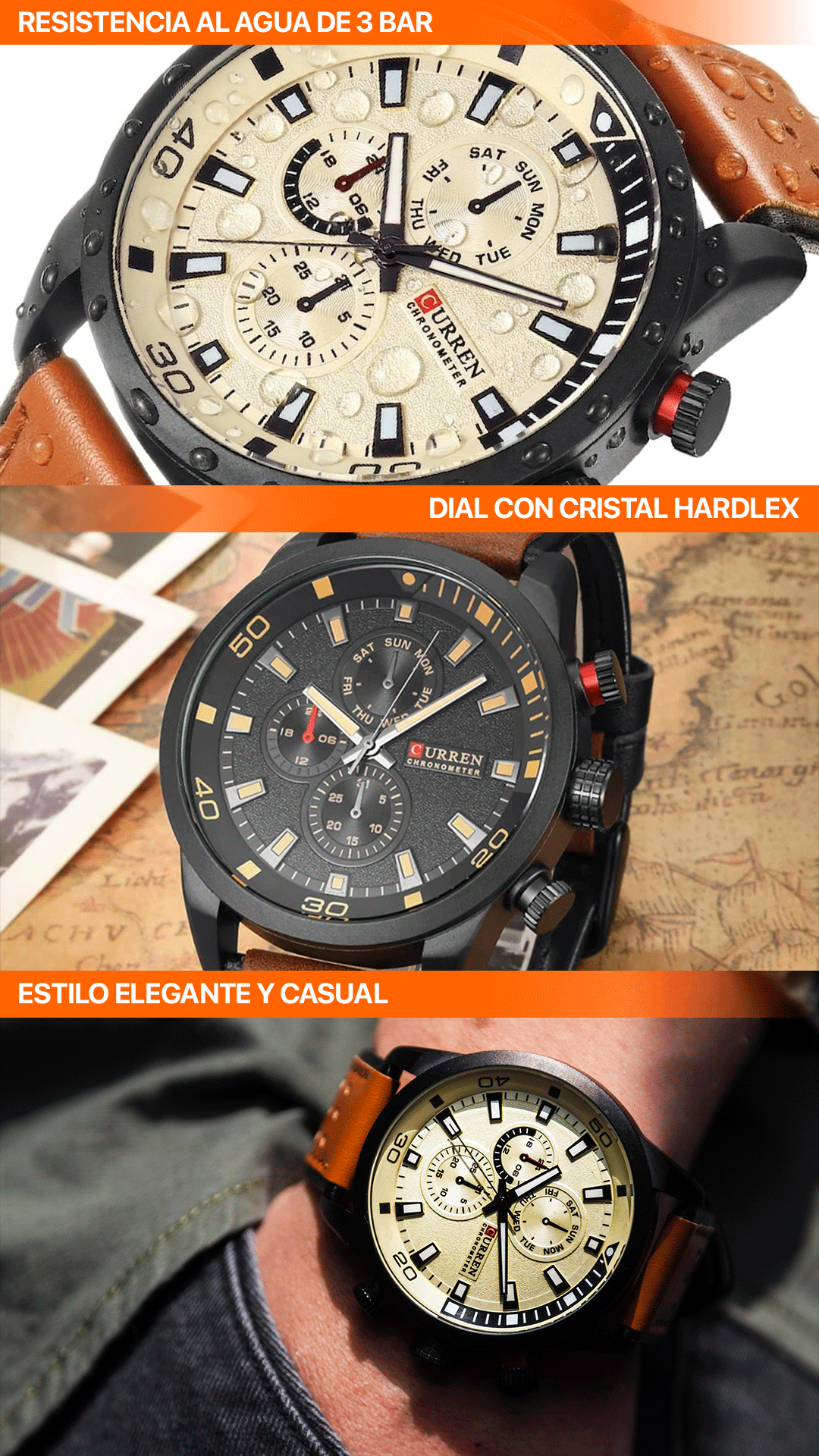 RELOJ CURREN ORIGINAL CASUAL MARRON | CUR-35 | CUR-36