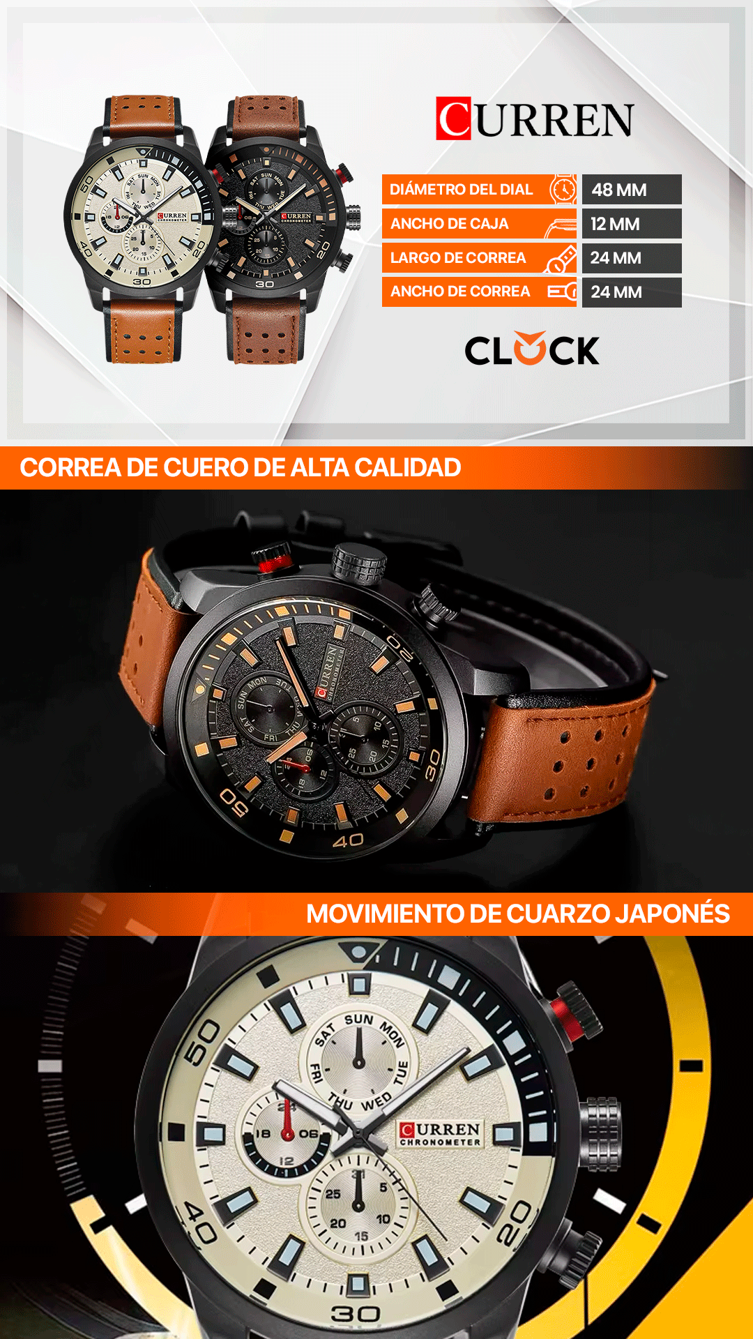 RELOJ CURREN ORIGINAL CASUAL MARRON | CUR-35 | CUR-36