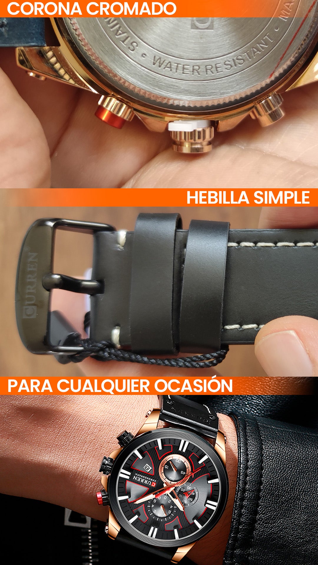 RELOJ CURREN ORIGINAL - CASUAL NEGRO Y AZUL 8346 | CUR-45 | CUR-46