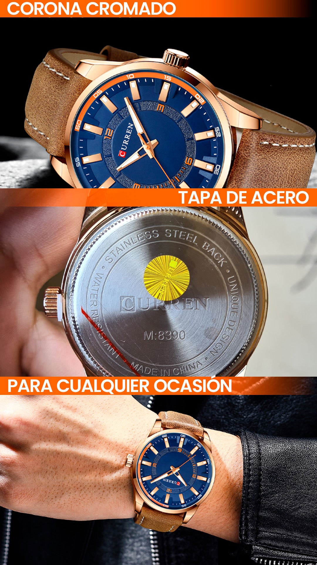 RELOJ CURREN ORIGINAL - AZUL MODA MARRÓN 8390 | CUR-77