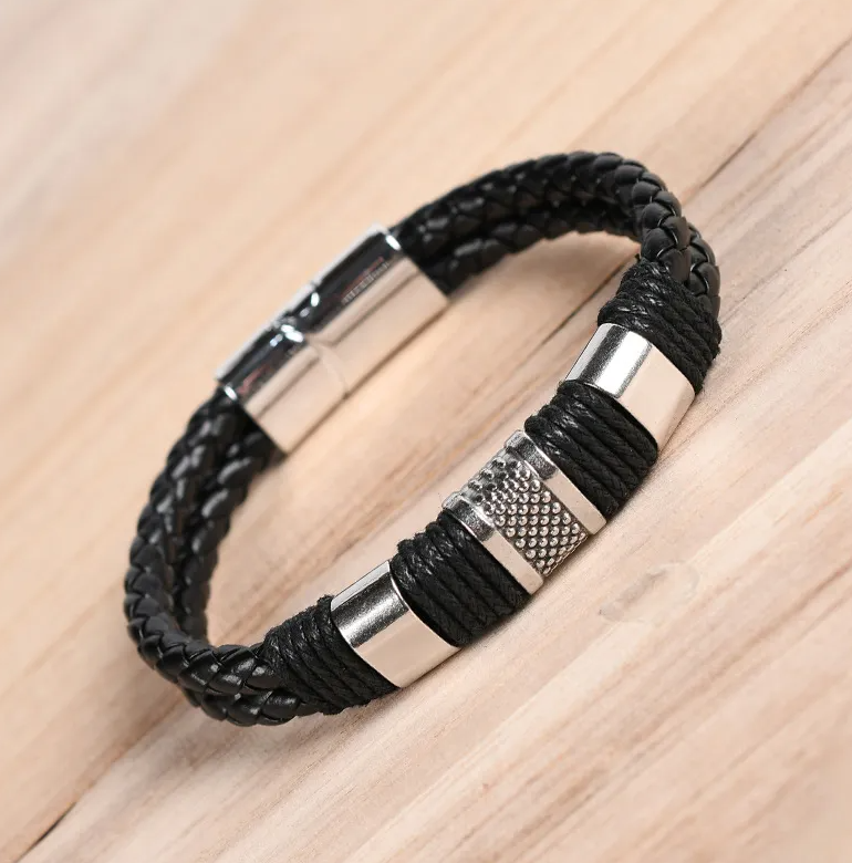 BRAZALETE DE CUERO TRENZADO ULTRA BLACK | BRA-34