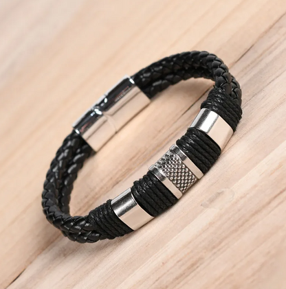 BRAZALETE DE CUERO TRENZADO ULTRA BLACK | BRA-34