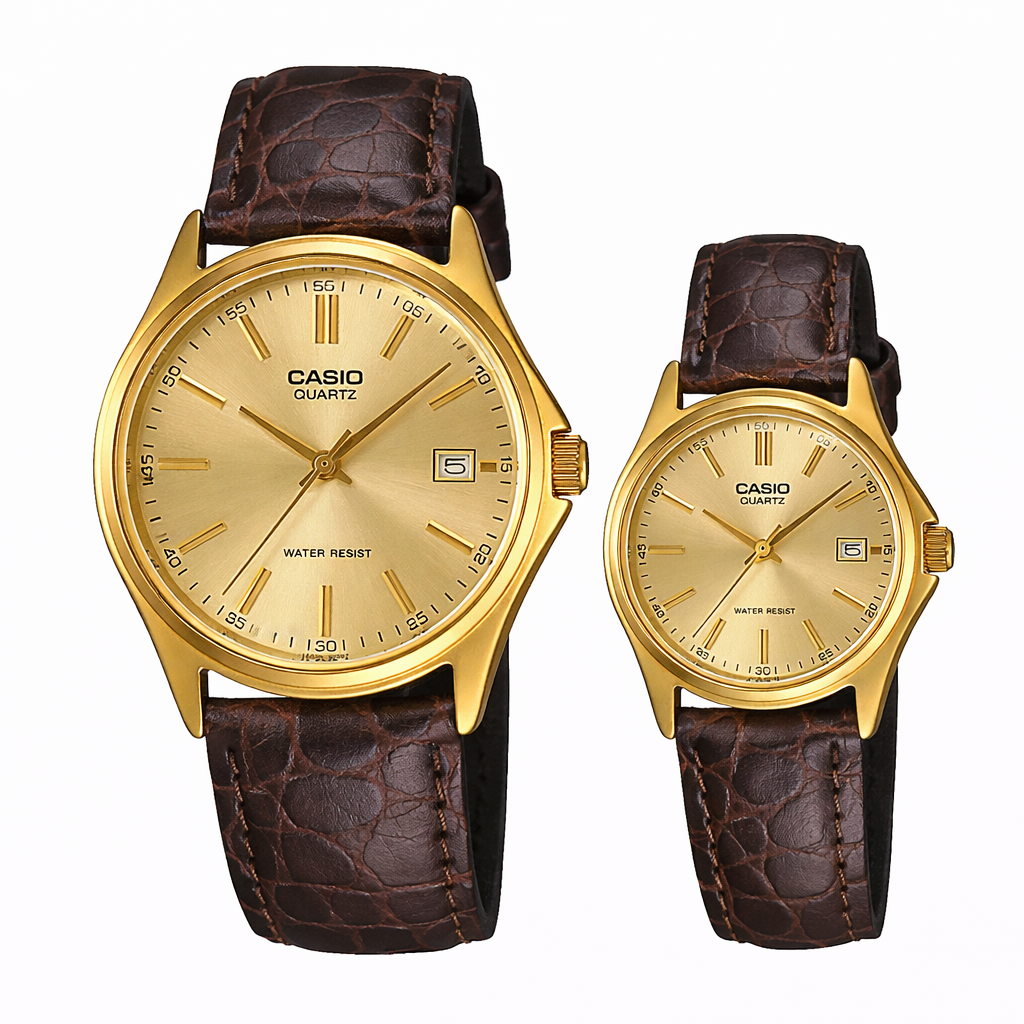 RELOJ CASIO DE CUERO PARA PAREJA DE COLOR MARRON | CAS-199, CAS-111