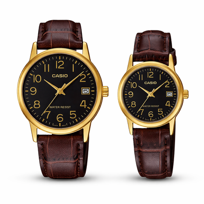 RELOJ CASIO ORIGINAL DE CUERO ANALÓGICO PARA PAREJA | CAS-120, CAS-37