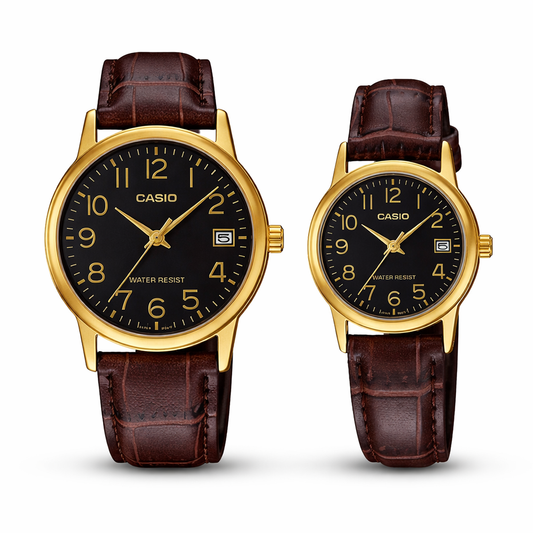 RELOJ CASIO ORIGINAL DE CUERO ANALÓGICO PARA PAREJA | CAS-120, CAS-37