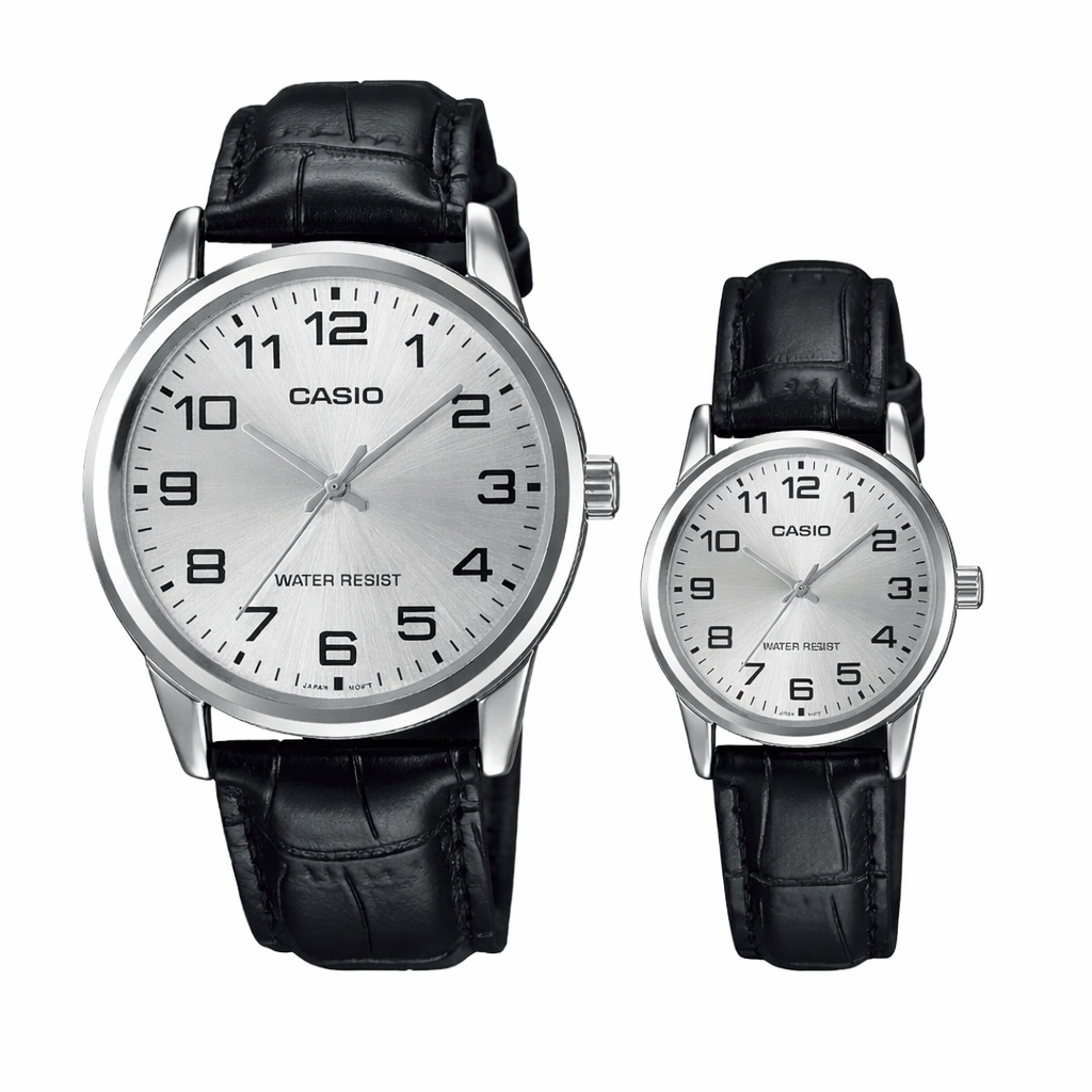 RELOJES CASIO ORIGINALES DE CUERO PARA PAREJA DE COLOR NEGRO | CAS-204, CAS-230