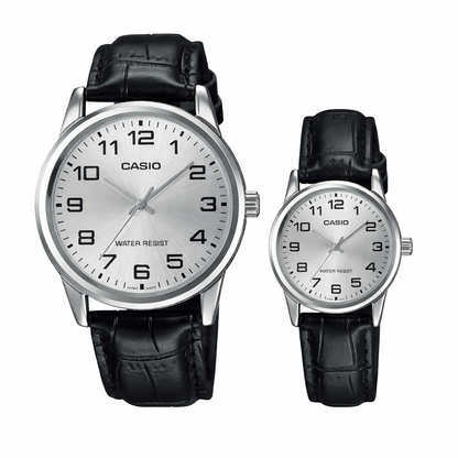 RELOJES CASIO ORIGINALES DE CUERO PARA PAREJA DE COLOR NEGRO | CAS-204, CAS-230
