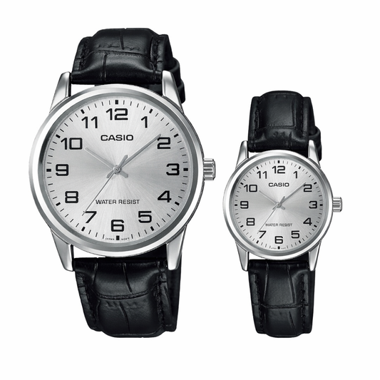 RELOJES CASIO ORIGINALES DE CUERO PARA PAREJA DE COLOR NEGRO | CAS-204, CAS-230