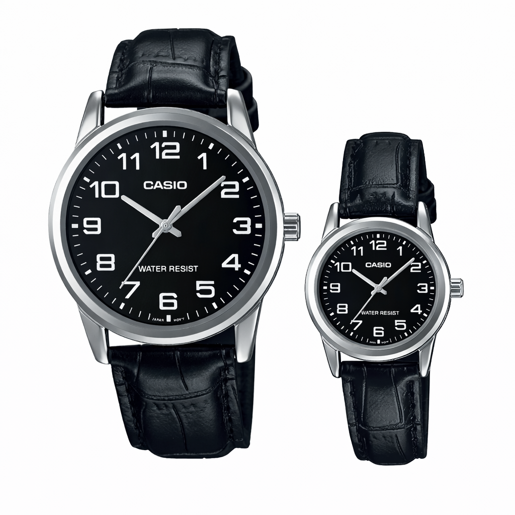 RELOJ CASIO DE CUERO PARA PAREJA DE COLOR NEGRO | CAS-40, CAS-229