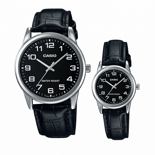 RELOJ CASIO DE CUERO PARA PAREJA DE COLOR NEGRO | CAS-40, CAS-229