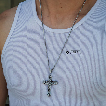 DIJE SANTA CRUZ PLATEADO | DIJ-9 + COLLAR MINIMAL PARA HOMBRE ¡𝐆𝐑𝐀𝐓𝐈𝐒!