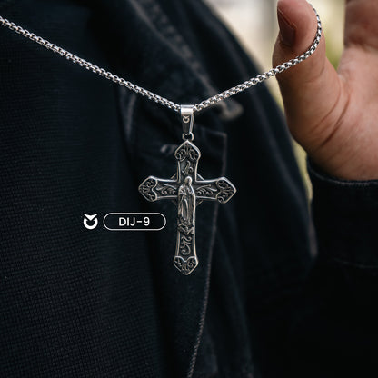 DIJE SANTA CRUZ PLATEADO | DIJ-9 + COLLAR MINIMAL PARA HOMBRE ¡𝐆𝐑𝐀𝐓𝐈𝐒!