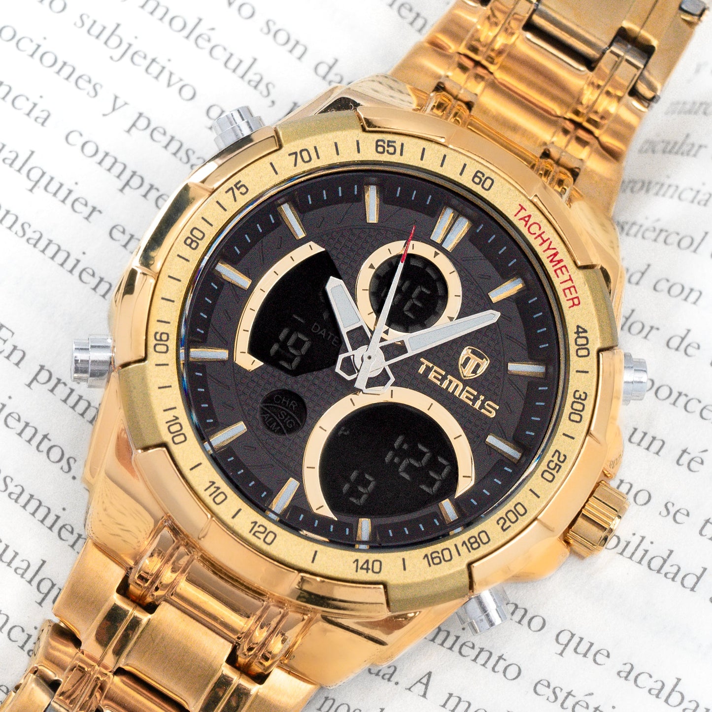 RELOJ TEMEIS ORIGINAL 8113 AZUL NEGRO DORADO AMARILLO PLATEADO | TEM-6, TEM-7, TEM-8, TEM-9, TEM-10