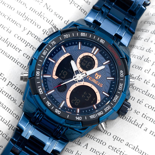 RELOJ TEMEIS ORIGINAL 8113 AZUL NEGRO DORADO AMARILLO PLATEADO | TEM-6, TEM-7, TEM-8, TEM-9, TEM-10