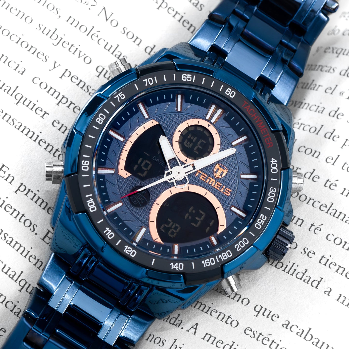 RELOJ TEMEIS ORIGINAL 8113 AZUL NEGRO DORADO AMARILLO PLATEADO | TEM-6, TEM-7, TEM-8, TEM-9, TEM-10