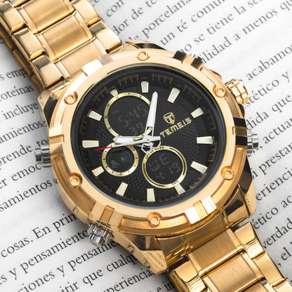 RELOJ TEMEIS ORIGINAL 3202 | 8117  PLATEADO NEGRO DORADO CASUAL | TEM-11, TEM-12, TEM-13, TEM-14, TEM-15, TEM-16