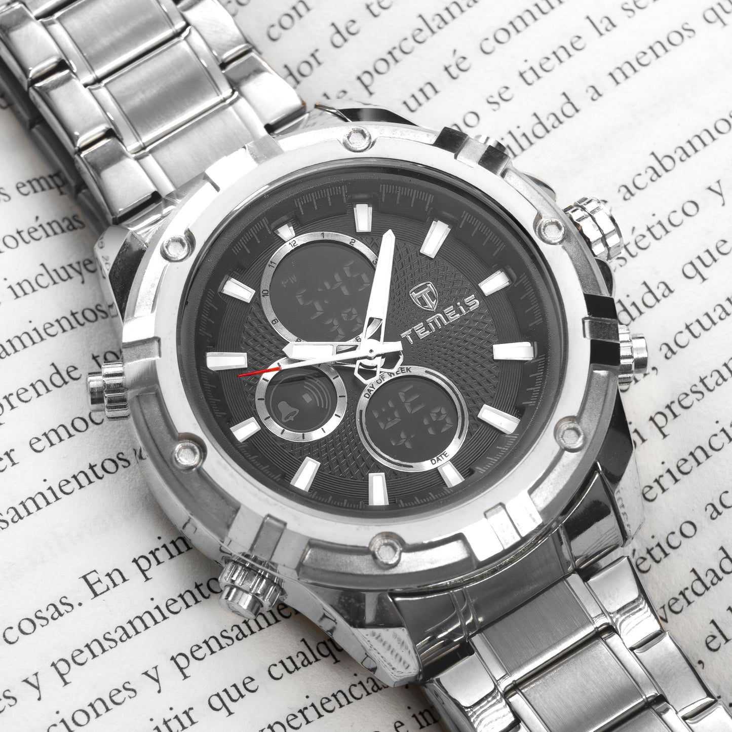 RELOJ TEMEIS ORIGINAL 3202 | 8117  PLATEADO NEGRO DORADO CASUAL | TEM-11, TEM-12, TEM-13, TEM-14, TEM-15, TEM-16