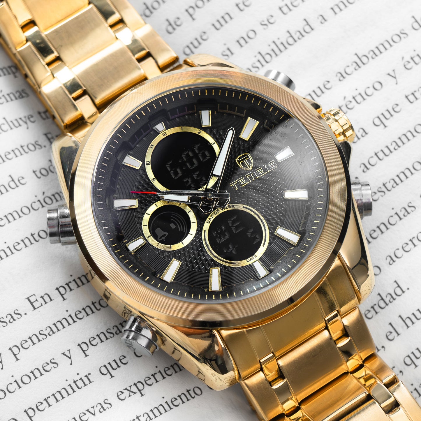 RELOJ TEMEIS ORIGINAL 3202 | 8117  PLATEADO NEGRO DORADO CASUAL | TEM-11, TEM-12, TEM-13, TEM-14, TEM-15, TEM-16