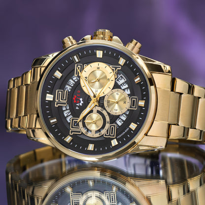 RELOJ PANZER ORIGINAL - ELEGANTE PLATEADO DORADO Y NEGRO | PAN-1, PAN-2, PAN-3