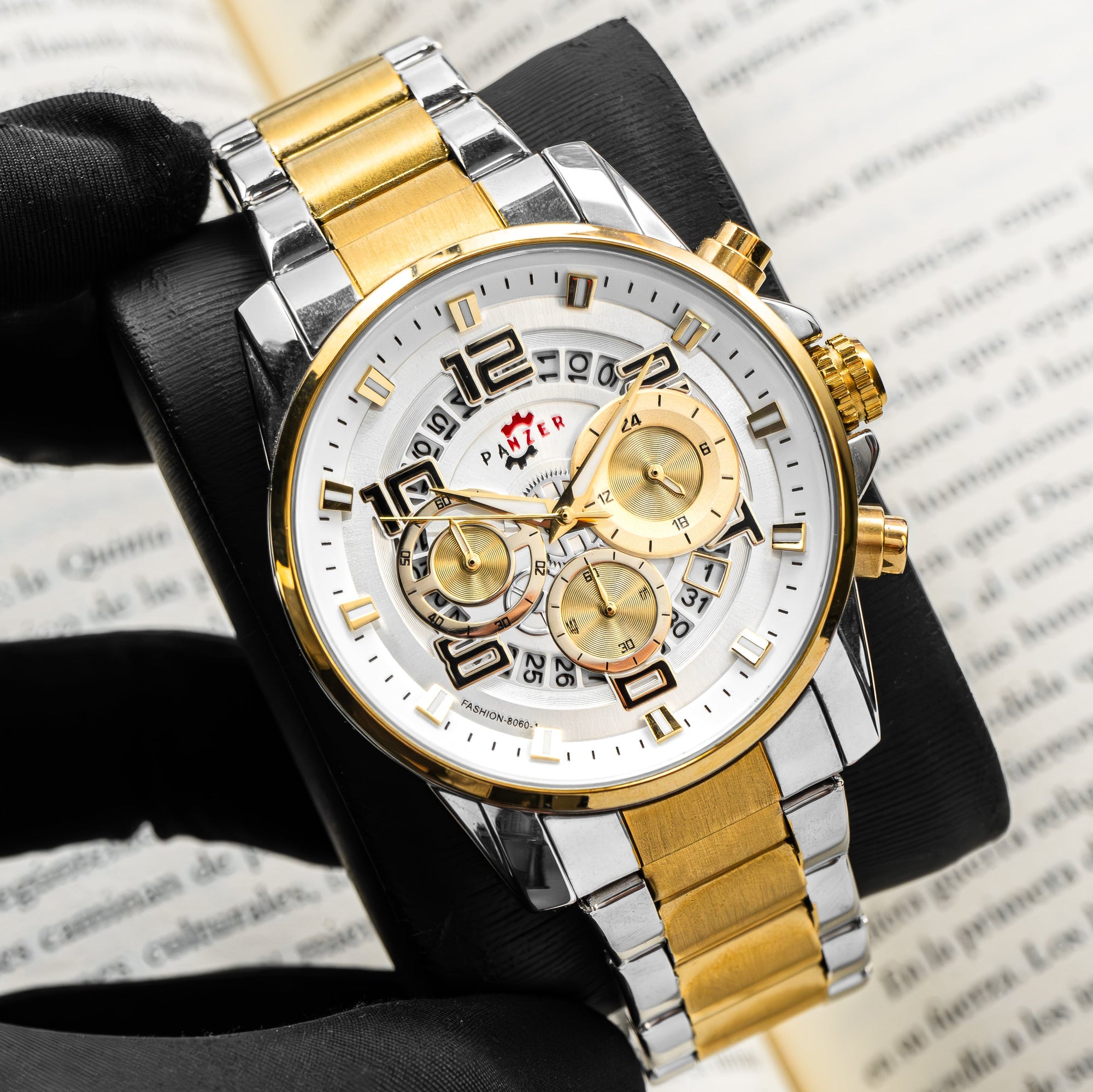 RELOJ PANZER ORIGINAL - ELEGANTE PLATEADO DORADO Y NEGRO | PAN-1, PAN-2, PAN-3