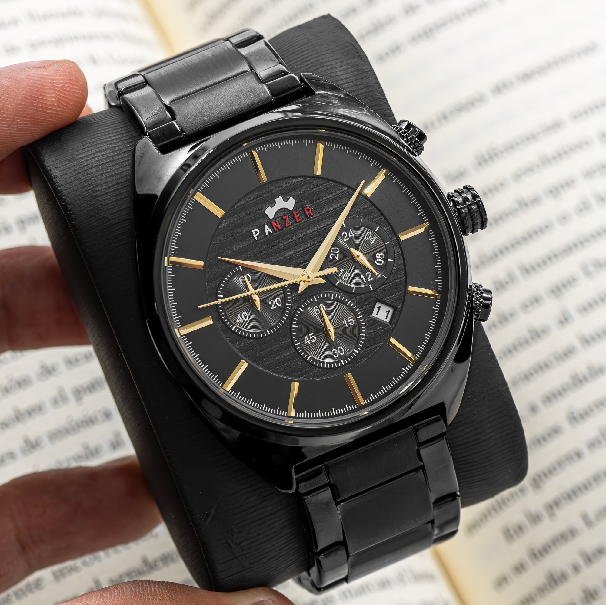 RELOJ PANZER ORIGINAL - ELEGANTE PLATEADO NEGRO Y DORADO | PAN-4, PAN-5, PAN-6