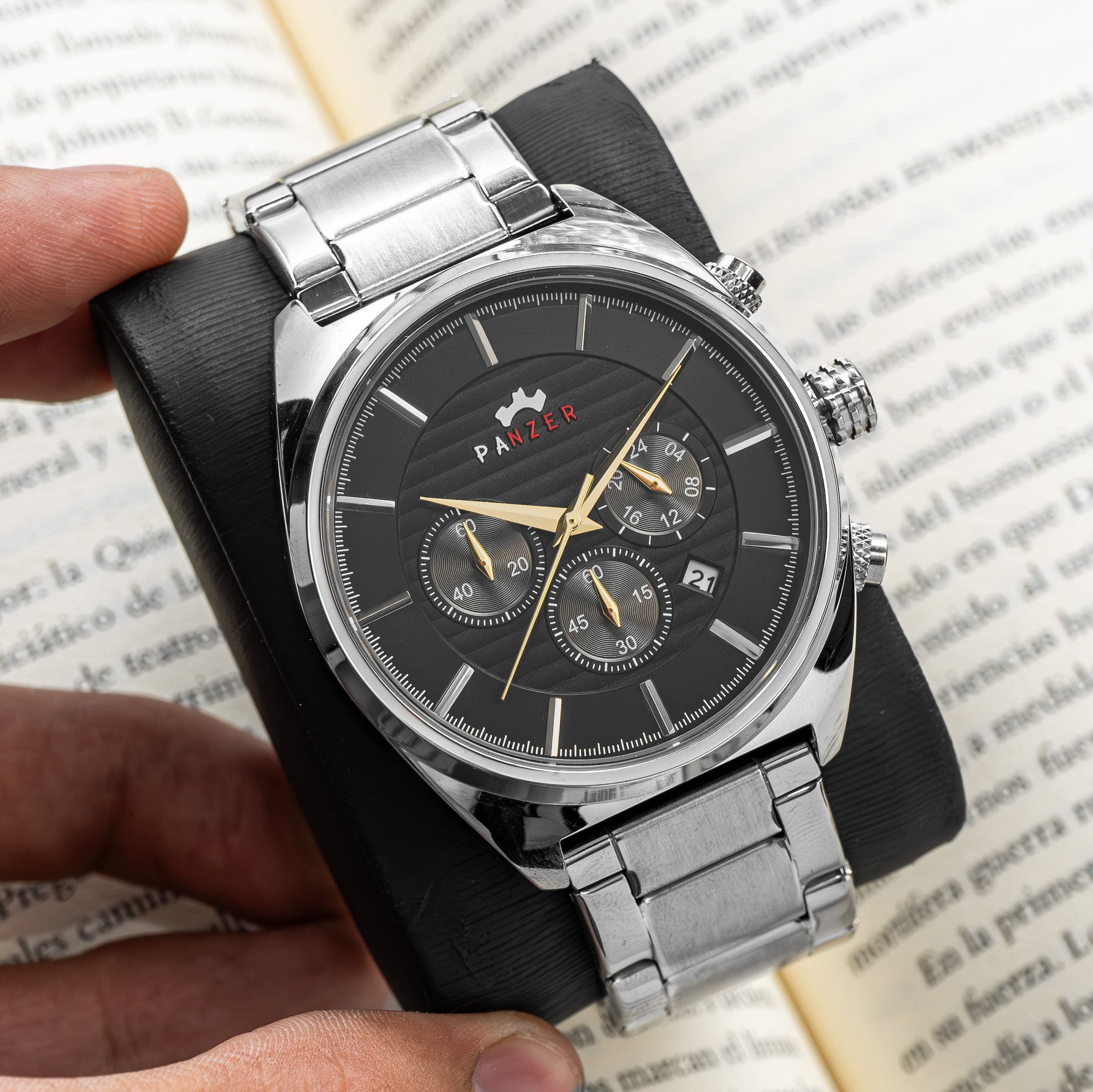RELOJ PANZER ORIGINAL - ELEGANTE PLATEADO NEGRO Y DORADO | PAN-4, PAN-5, PAN-6