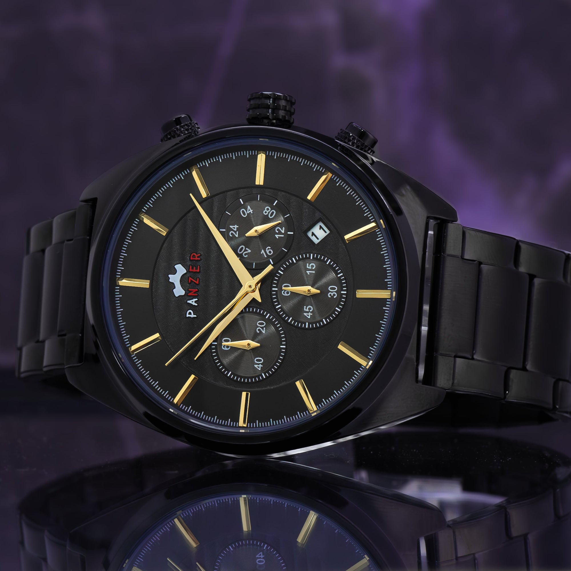 RELOJ PANZER ORIGINAL - ELEGANTE PLATEADO NEGRO Y DORADO | PAN-4, PAN-5, PAN-6