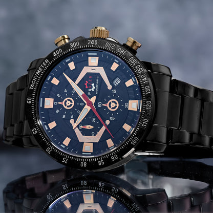 RELOJ PANZER ORIGINAL - ELEGANTE PLATEADO NEGRO Y DORADO | PAN-7, PAN-8, PAN-9