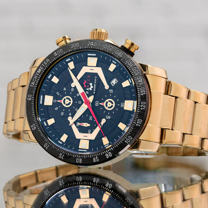 RELOJ PANZER ORIGINAL - ELEGANTE PLATEADO NEGRO Y DORADO | PAN-7, PAN-8, PAN-9