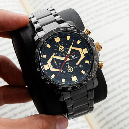 RELOJ PANZER ORIGINAL - ELEGANTE PLATEADO NEGRO Y DORADO | PAN-7, PAN-8, PAN-9