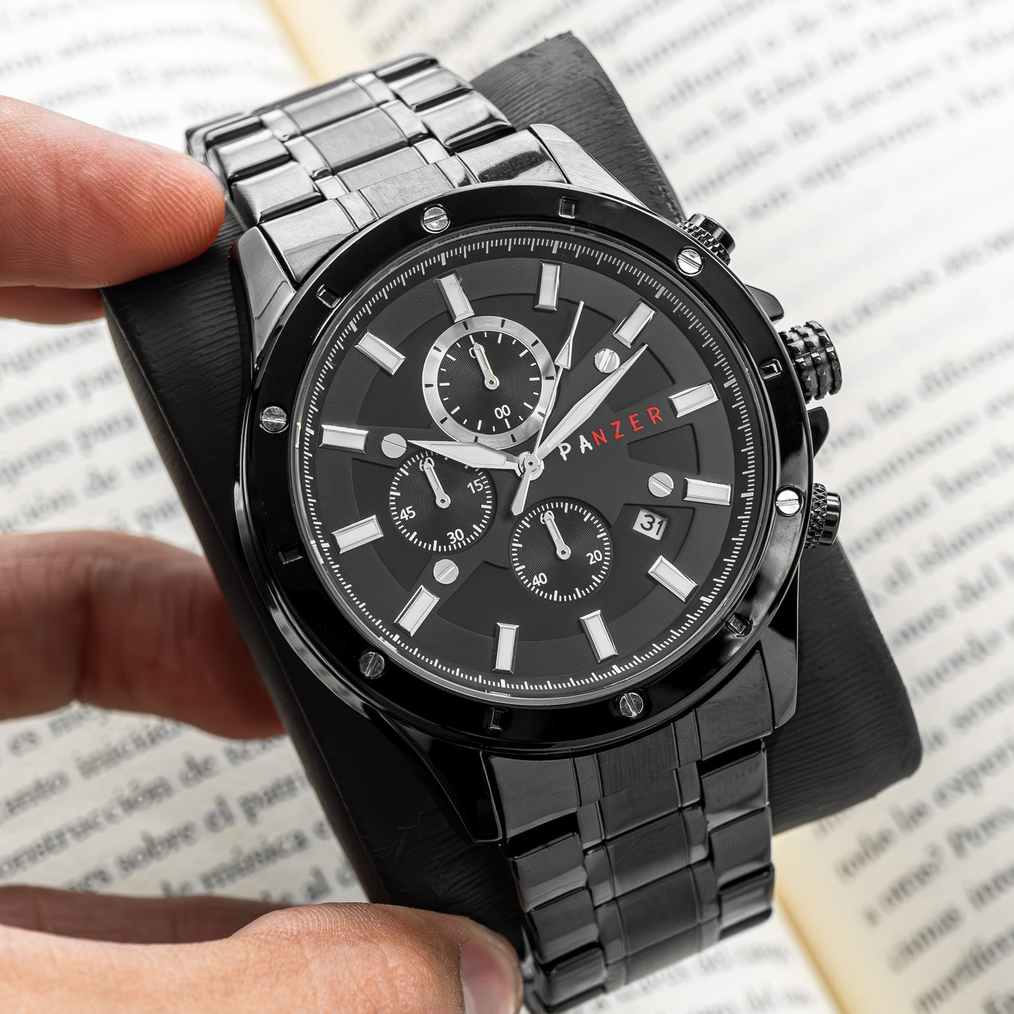 RELOJ PANZER ORIGINAL - ELEGANTE PLATEADO NEGRO Y BLANCO | PAN-12