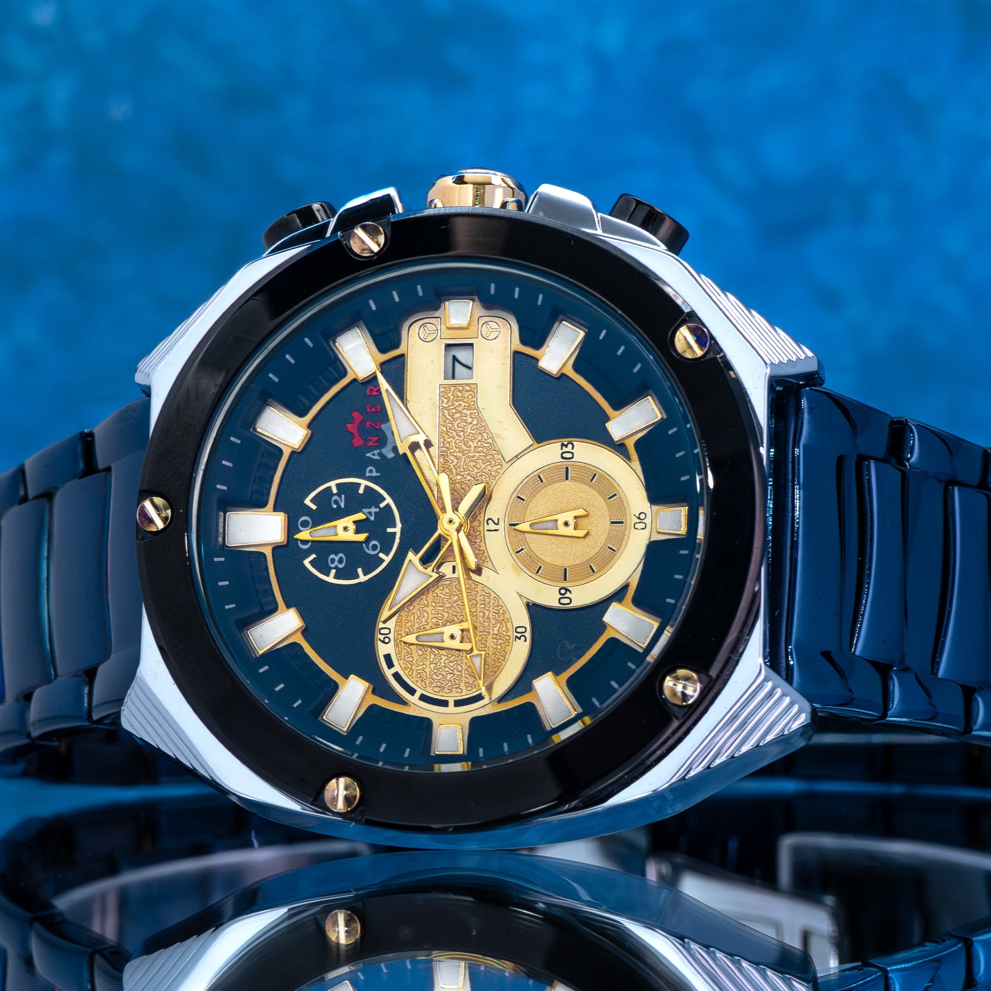 RELOJ PANZER ORIGINAL - ELEGANTE AZUL Y DORADO | PAN-16, PAN-17, PAN-18