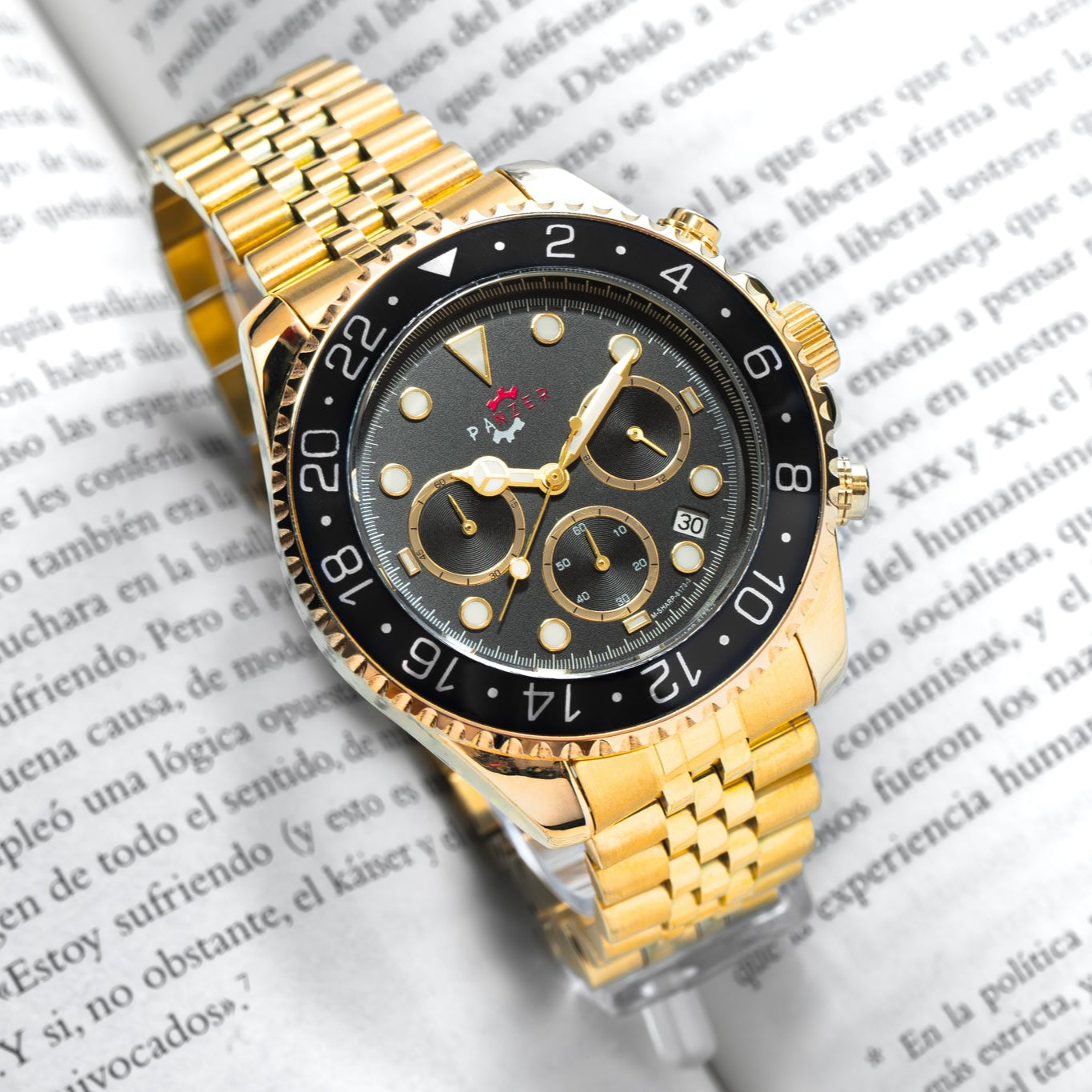 RELOJ PANZER ORIGINAL -  ELGANTE DORADO NEGRO Y PLATA | PAN-26, PAN-27, PAN-28, PAN-46