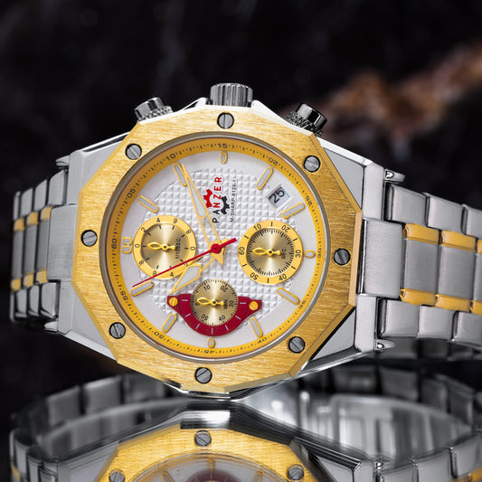 RELOJ PANZER ORIGINAL - ELEGANTE DORADO NEGRO BLANCO Y PLATEADO |  PAN-29, PAN-30, PAN-32