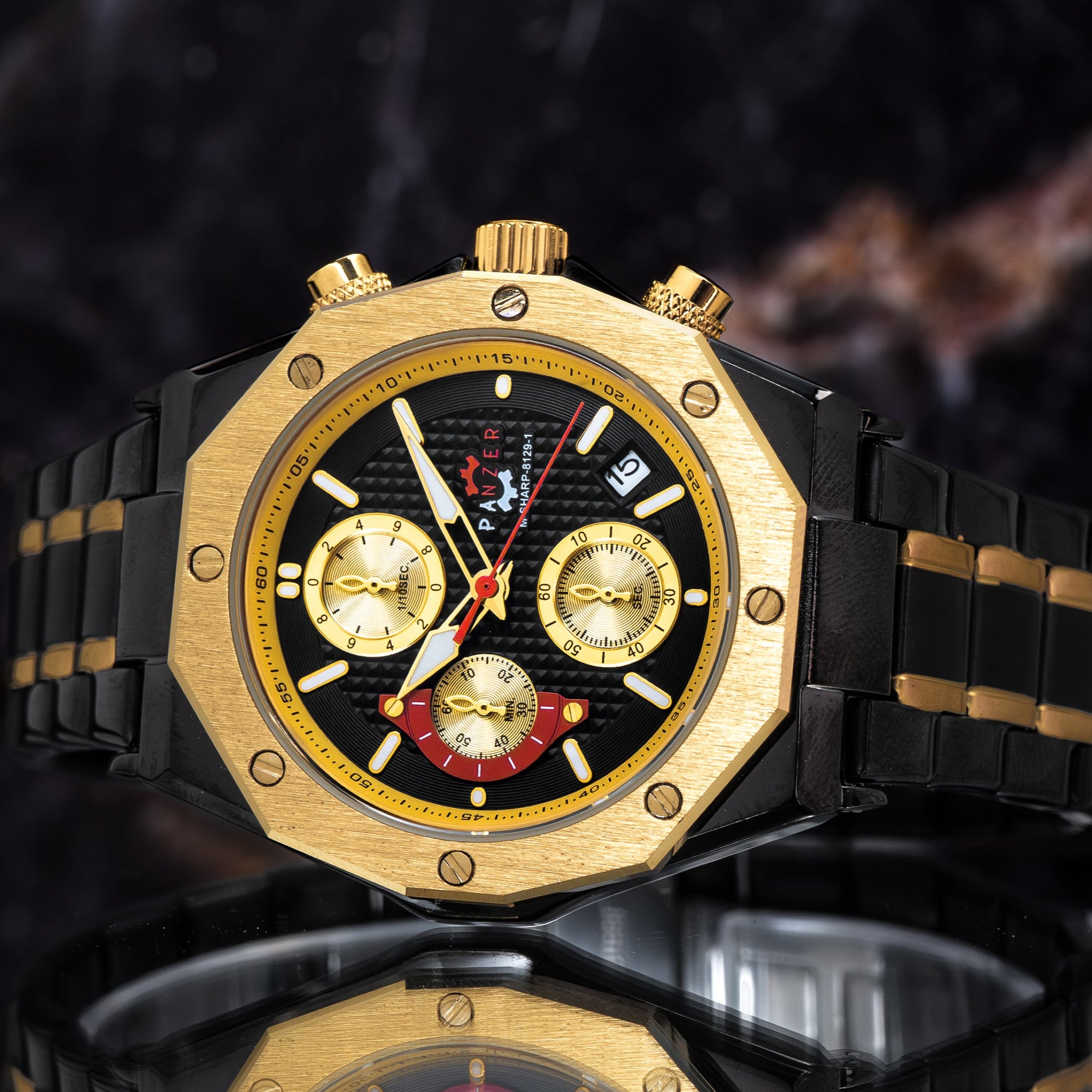 RELOJ PANZER ORIGINAL - ELEGANTE DORADO NEGRO BLANCO Y PLATEADO |  PAN-29, PAN-30, PAN-32