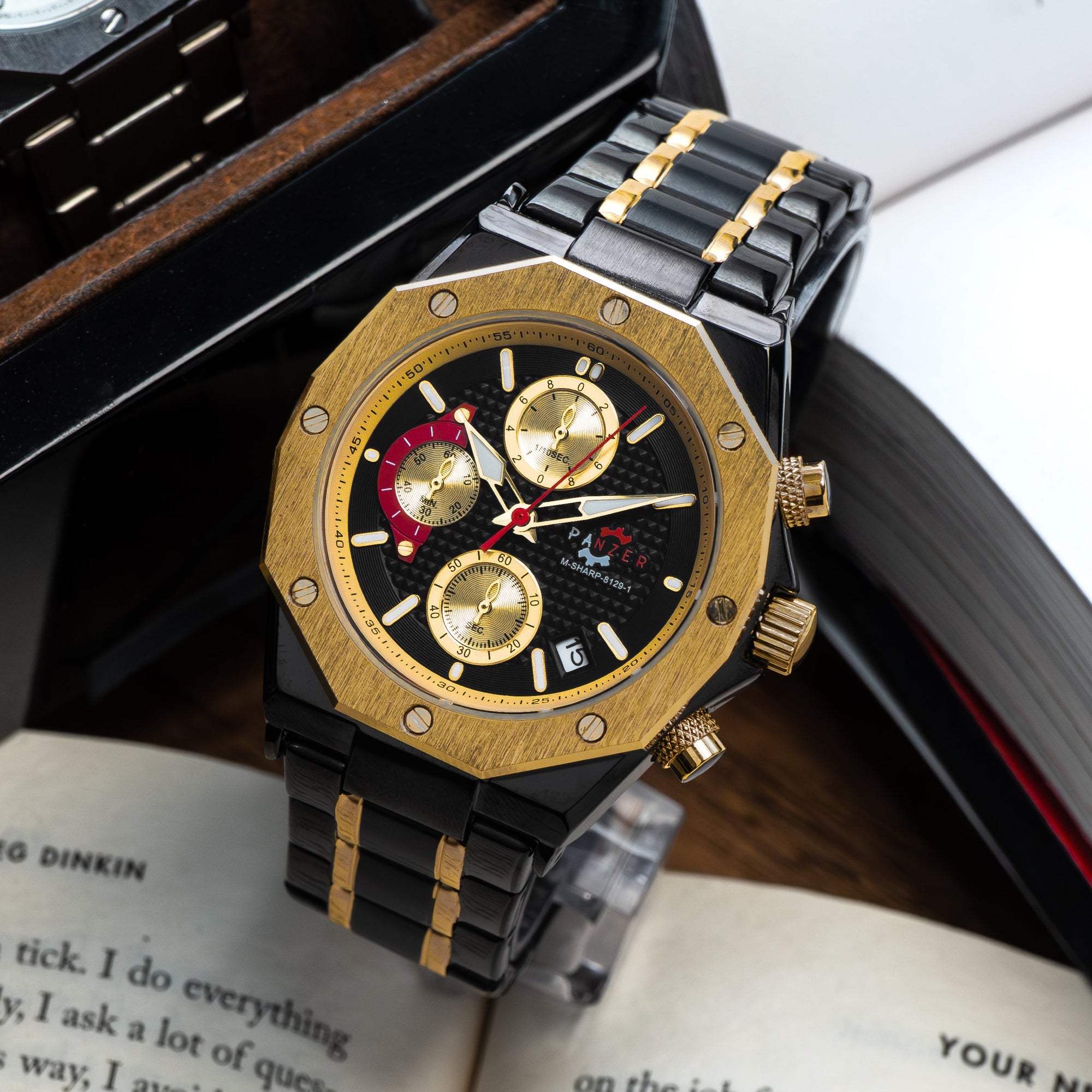 RELOJ PANZER ORIGINAL - ELEGANTE DORADO NEGRO BLANCO Y PLATEADO |  PAN-29, PAN-30, PAN-32