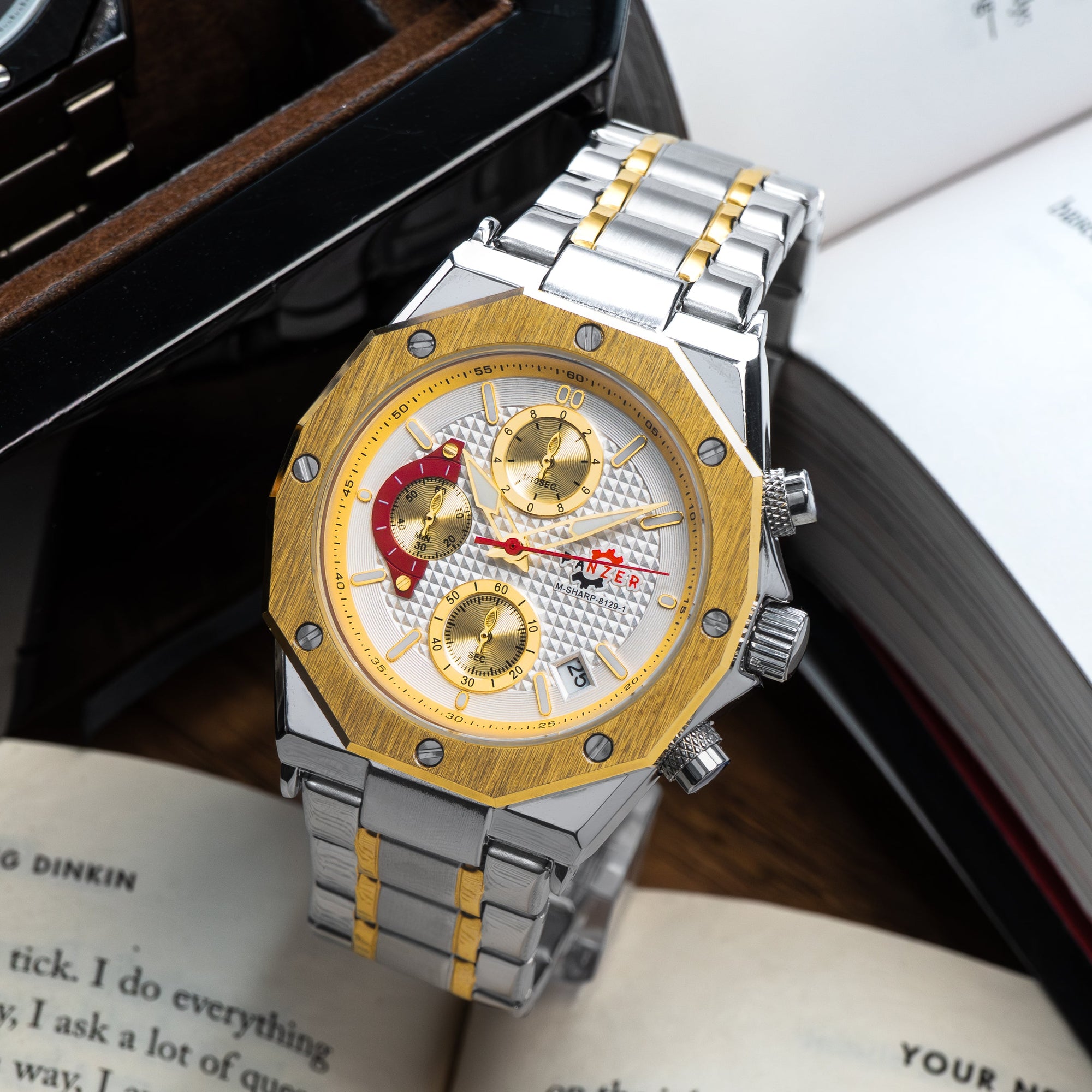 RELOJ PANZER ORIGINAL - ELEGANTE DORADO NEGRO BLANCO Y PLATEADO |  PAN-29, PAN-30, PAN-32