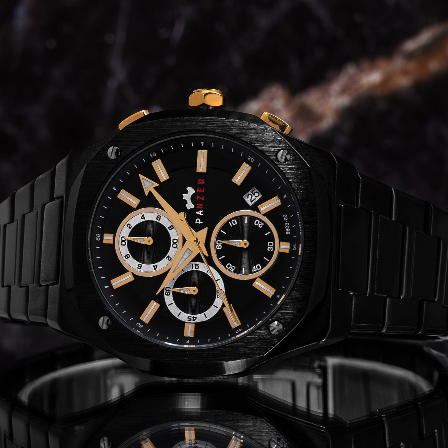 RELOJ PANZER ORIGINAL - ELEGANTE DORADO Y NEGRO |  PAN-37, PAN-38