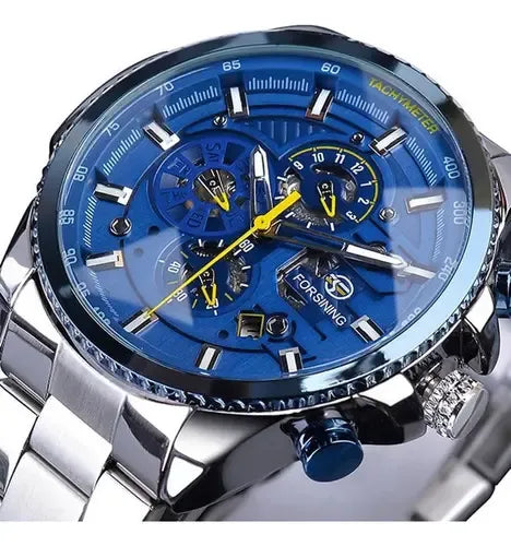 TM428 | RELOJ SKELETON FORSINING  ORIGINAL NEGRO/PLATEADO ACERO | FOR-16, FOR-17, FOR-18